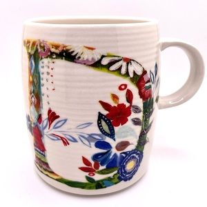 Anthropologie Starla Halfmann Floral Monogram D Coffee Mug